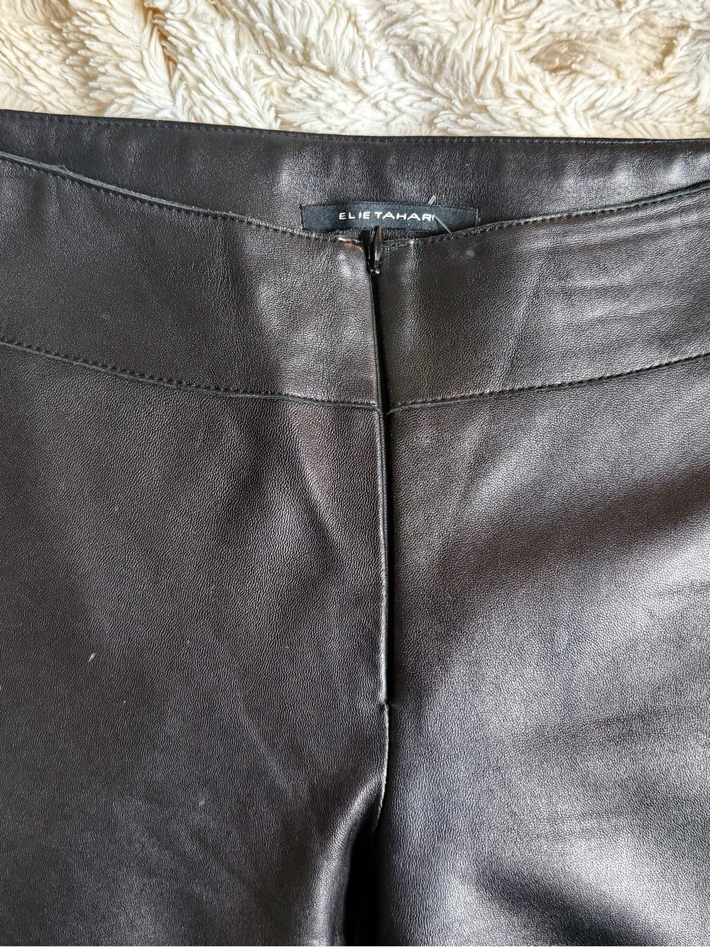 Elie Tahari Black Genuine Leather Pants EUC